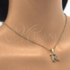 Oro Laminado Fancy Pendant, Gold Filled Style Initials Design, with White Cubic Zirconia, Polished, Golden Finish, 05.26.0030