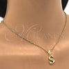 Oro Laminado Fancy Pendant, Gold Filled Style Initials Design, with White Cubic Zirconia, Polished, Golden Finish, 05.26.0031