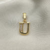 Oro Laminado Fancy Pendant, Gold Filled Style Initials Design, with White Cubic Zirconia, Polished, Golden Finish, 05.26.0033