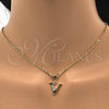 Oro Laminado Fancy Pendant, Gold Filled Style Initials Design, with White Cubic Zirconia, Polished, Golden Finish, 05.26.0034