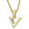 Oro Laminado Fancy Pendant, Gold Filled Style Initials Design, with White Cubic Zirconia, Polished, Golden Finish, 05.26.0034