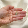 Oro Laminado Fancy Pendant, Gold Filled Style Initials Design, with Crystal Crystal, Polished, Golden Finish, 05.26.0035