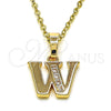 Oro Laminado Fancy Pendant, Gold Filled Style Initials Design, with Crystal Crystal, Polished, Golden Finish, 05.26.0035