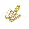 Oro Laminado Fancy Pendant, Gold Filled Style Initials Design, with Crystal Crystal, Polished, Golden Finish, 05.26.0035