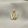 Oro Laminado Fancy Pendant, Gold Filled Style Initials Design, with Crystal Crystal, Polished, Golden Finish, 05.26.0035