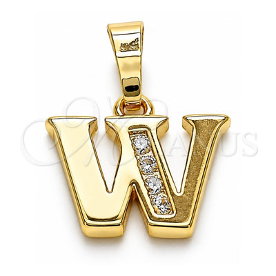 Oro Laminado Fancy Pendant, Gold Filled Style Initials Design, with Crystal Crystal, Polished, Golden Finish, 05.26.0035