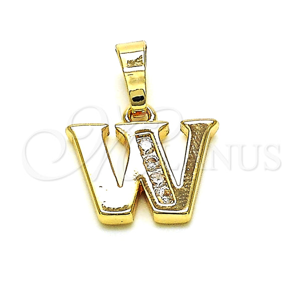 Oro Laminado Fancy Pendant, Gold Filled Style Initials Design, with Crystal Crystal, Polished, Golden Finish, 05.26.0035