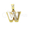 Oro Laminado Fancy Pendant, Gold Filled Style Initials Design, with Crystal Crystal, Polished, Golden Finish, 05.26.0035