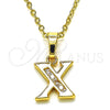Oro Laminado Fancy Pendant, Gold Filled Style Initials Design, with White and White Cubic Zirconia, Polished, Golden Finish, 05.26.0036