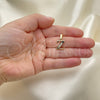 Oro Laminado Fancy Pendant, Gold Filled Style Initials Design, with White Crystal, Polished, Golden Finish, 05.26.0038