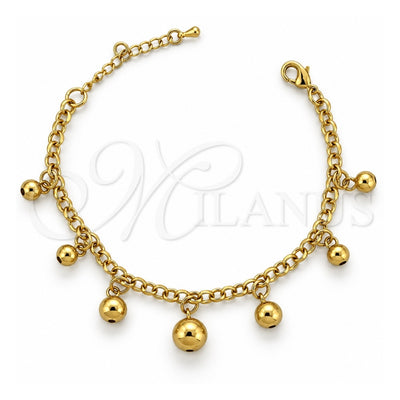 Oro Laminado Fancy Bracelet, Gold Filled Style Polished, Golden Finish, 03.118.0005 (7 Inches Length)