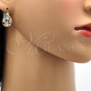 Oro Laminado Small Hoop, Gold Filled Style Teardrop Design, with White Cubic Zirconia, Polished, Golden Finish, 02.196.0001.15