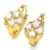 Oro Laminado Small Hoop, Gold Filled Style Teardrop Design, with White Cubic Zirconia, Polished, Golden Finish, 02.196.0001.15