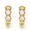 Oro Laminado Huggie Hoop, Gold Filled Style with White Cubic Zirconia, Polished, Golden Finish, 02.156.0138.15