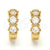Oro Laminado Huggie Hoop, Gold Filled Style with White Cubic Zirconia, Polished, Golden Finish, 02.156.0138.15