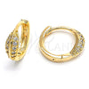 Oro Laminado Huggie Hoop, Gold Filled Style with White Cubic Zirconia, Polished, Golden Finish, 02.156.0137
