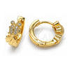Oro Laminado Huggie Hoop, Gold Filled Style with White Micro Pave, Polished, Golden Finish, 02.156.0133
