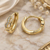 Oro Laminado Huggie Hoop, Gold Filled Style with White Micro Pave, Polished, Golden Finish, 02.156.0149