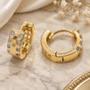 Oro Laminado Huggie Hoop, Gold Filled Style with White Cubic Zirconia, Polished, Golden Finish, 02.156.0148