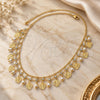 Oro Laminado Fancy Necklace, Gold Filled Style Leaf Design, with Gray Pearl and White Cubic Zirconia, Polished, Golden Finish, 04.105.0014 (02 MM Thickness, 18 Inches Length)