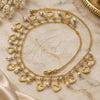 Oro Laminado Fancy Necklace, Gold Filled Style Leaf Design, with Gray Pearl and White Cubic Zirconia, Polished, Golden Finish, 04.105.0015 (02 MM Thickness, 18 Inches Length)