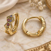 Oro Laminado Huggie Hoop, Gold Filled Style with Multicolor Crystal, Polished, Golden Finish, 02.165.0139.1