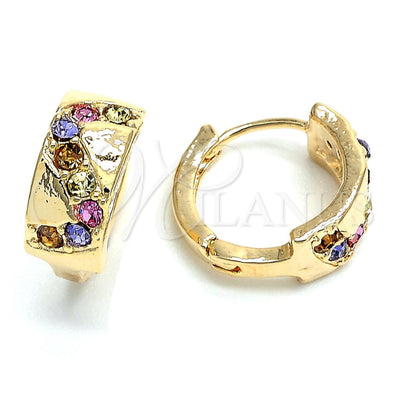 Oro Laminado Huggie Hoop, Gold Filled Style with Multicolor Crystal, Polished, Golden Finish, 02.165.0129.1 for wholesale, main product view