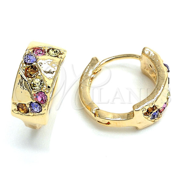Oro Laminado Huggie Hoop, Gold Filled Style with Multicolor Crystal, Polished, Golden Finish, 02.165.0129.1 for wholesale, main product view