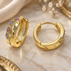 Oro Laminado Huggie Hoop, Gold Filled Style with Multicolor Crystal, Polished, Golden Finish, 02.165.0133.1