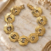 Oro Laminado Fancy Bracelet, Gold Filled Style Flower Design, Diamond Cutting Finish, Golden Finish, 5.018.010.1 (15 MM Thickness, 8 Inches Length)