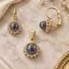 Oro Laminado Earring and Pendant Adult Set, Gold Filled Style Ball Design, with Ivory Pearl, Polished, Golden Finish, 10.150.0027