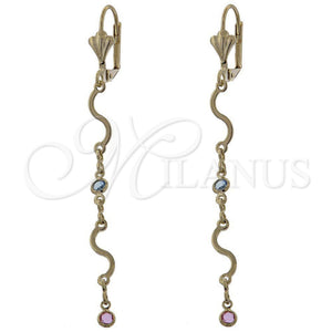 Oro Laminado Long Earring, Gold Filled Style with Multicolor Opal, Polished, Golden Finish, 02.63.2425