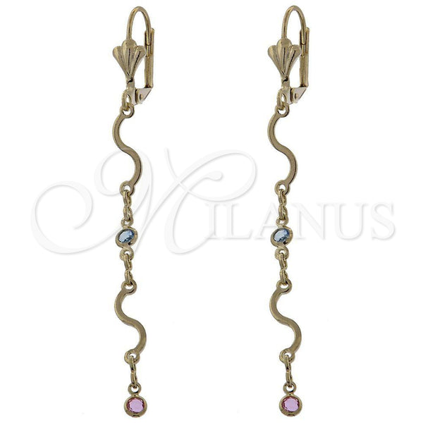 Oro Laminado Long Earring, Gold Filled Style with Multicolor Opal, Polished, Golden Finish, 02.63.2425