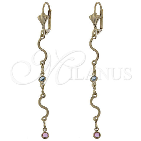 Oro Laminado Long Earring, Gold Filled Style with Multicolor Opal, Polished, Golden Finish, 02.63.2425