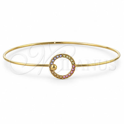 Oro Laminado Individual Bangle, Gold Filled Style with Multicolor Crystal, Polished, Golden Finish, 07.165.0004.1 (01 MM Thickness, Size 5 (2.50 Diameter))