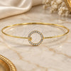 Oro Laminado Individual Bangle, Gold Filled Style with White Crystal, Polished, Golden Finish, 07.165.0004 (01 MM Thickness, Size 5 (2.50 Diameter))