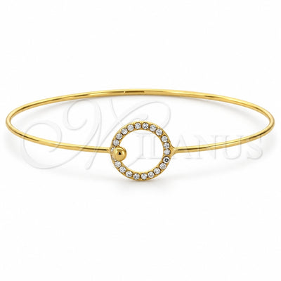 Oro Laminado Individual Bangle, Gold Filled Style with White Crystal, Polished, Golden Finish, 07.165.0004 (01 MM Thickness, Size 5 (2.50 Diameter))
