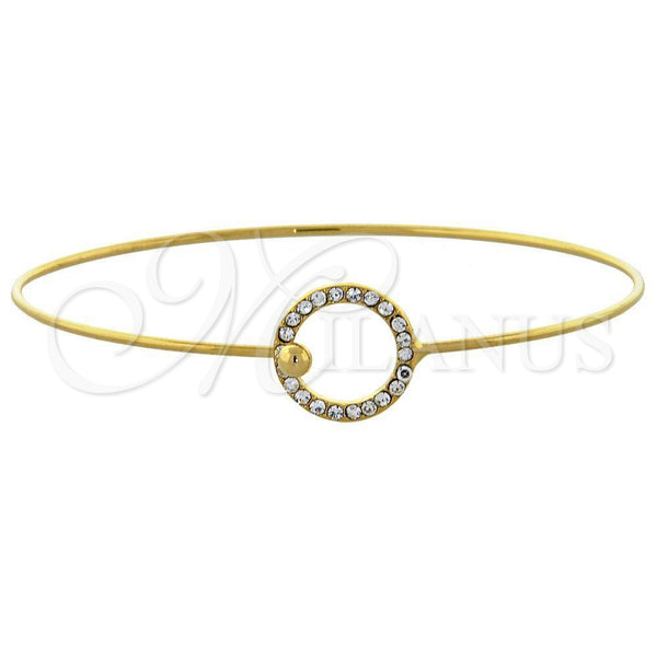 Oro Laminado Individual Bangle, Gold Filled Style with White Crystal, Polished, Golden Finish, 07.165.0004 (01 MM Thickness, Size 5 (2.50 Diameter))