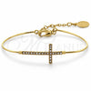 Oro Laminado Individual Bangle, Gold Filled Style Cross Design, with White Cubic Zirconia, Polished, Golden Finish, 07.165.0003 (01 MM Thickness, Size 5 (2.50 Diameter))