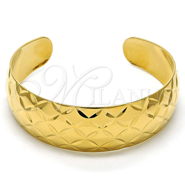 Oro Laminado Individual Bangle, Gold Filled Style Diamond Cutting Finish, Golden Finish, 07.156.0052 (25 MM Thickness, One size fits all)