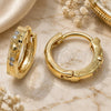Oro Laminado Huggie Hoop, Gold Filled Style with White Micro Pave, Polished, Golden Finish, 02.168.0008