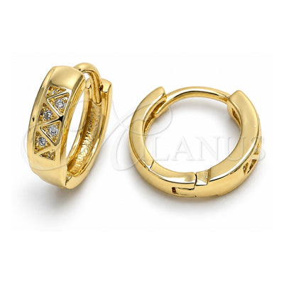Oro Laminado Huggie Hoop, Gold Filled Style with White Micro Pave, Polished, Golden Finish, 02.168.0009