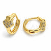 Oro Laminado Huggie Hoop, Gold Filled Style Star Design, with White Cubic Zirconia, Polished, Golden Finish, 02.168.0011