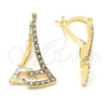 Oro Laminado Medium Hoop, Gold Filled Style with White Crystal, Polished, Golden Finish, 02.168.0019