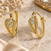 Oro Laminado Huggie Hoop, Gold Filled Style with White Crystal, Matte Finish, Golden Finish, 02.164.0033