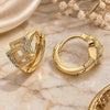 Oro Laminado Huggie Hoop, Gold Filled Style with Multicolor Micro Pave, Diamond Cutting Finish, Golden Finish, 02.122.0072