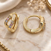 Oro Laminado Huggie Hoop, Gold Filled Style with Multicolor Micro Pave, Polished, Golden Finish, 02.122.0061