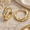 Oro Laminado Huggie Hoop, Gold Filled Style with Multicolor Cubic Zirconia, Polished, Golden Finish, 02.122.0066