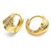 Oro Laminado Huggie Hoop, Gold Filled Style with Multicolor Crystal, Diamond Cutting Finish, Golden Finish, 02.122.0063