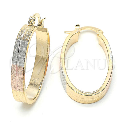 Oro Laminado Medium Hoop, Gold Filled Style Matte Finish, Tricolor, 02.168.0006.1 for wholesale, main product view